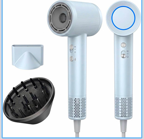 White electric hair dryer with - white,